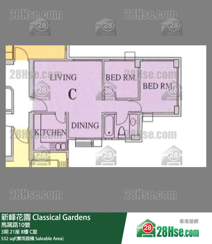 新峰花園 3期 21座 8樓 C室 平面圖