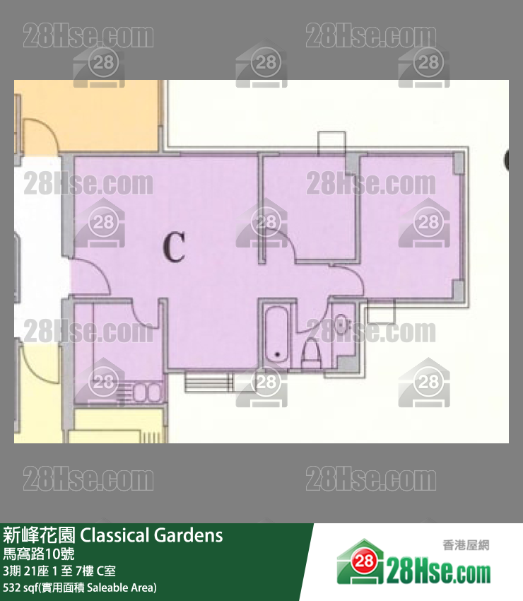 新峰花園 3期 21座 3樓 C室 平面圖