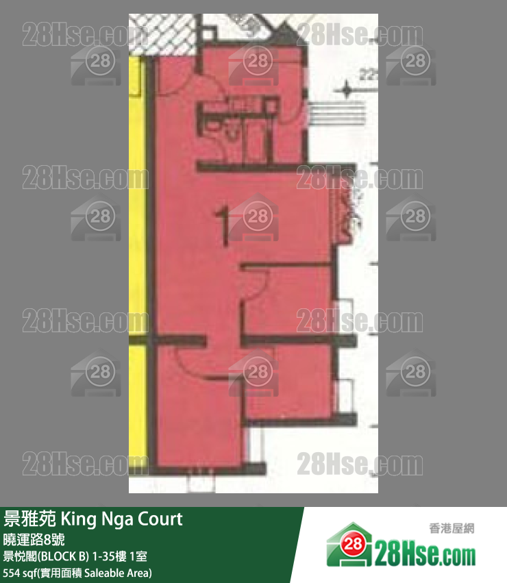 景雅苑 景悦阁(BLOCK B)12楼 1室 平面图