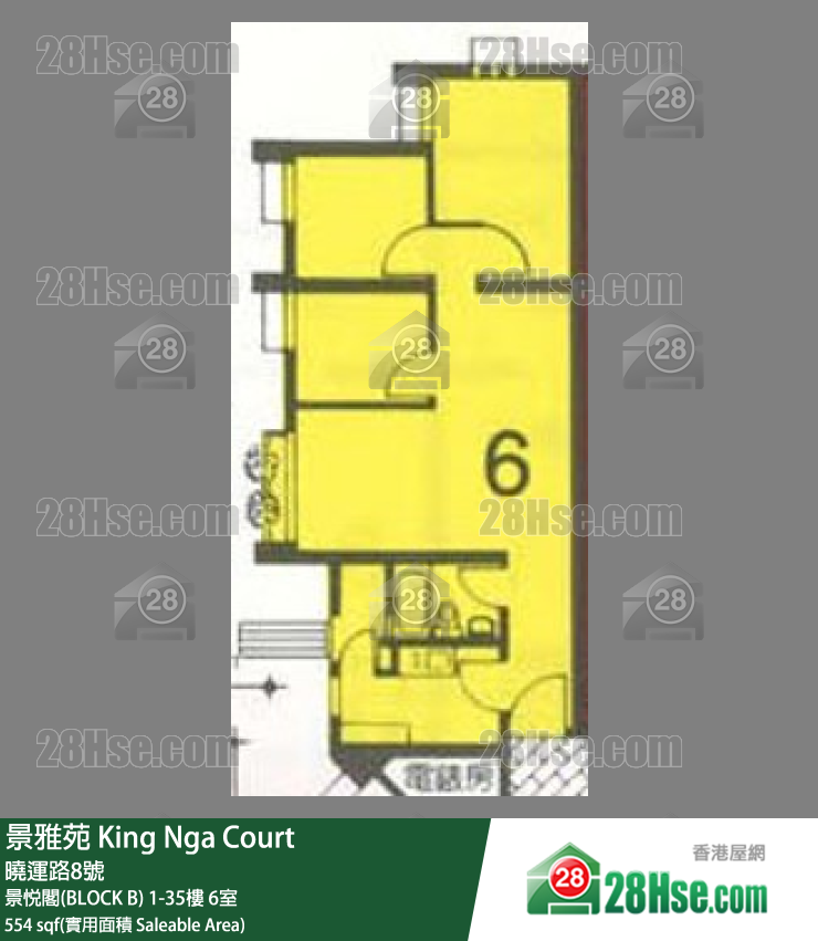 景雅苑 景悦阁(BLOCK B)16楼 6室 平面图