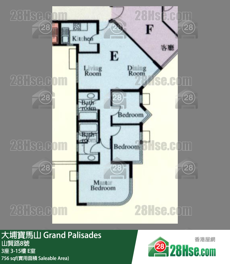 大埔寶馬山 3座12樓 E室 平面圖
