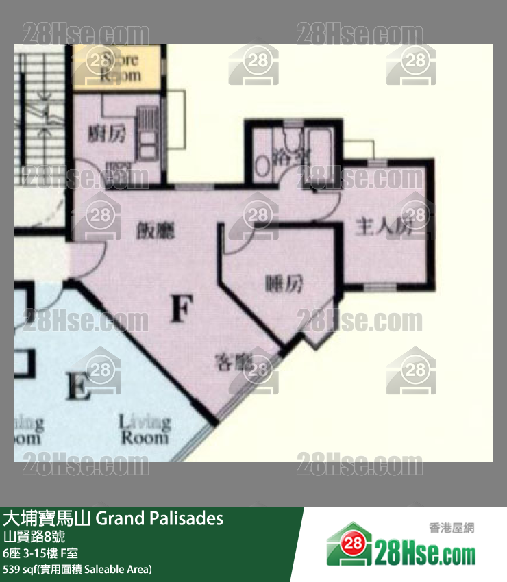 大埔寶馬山 6座 5樓 F室 平面圖