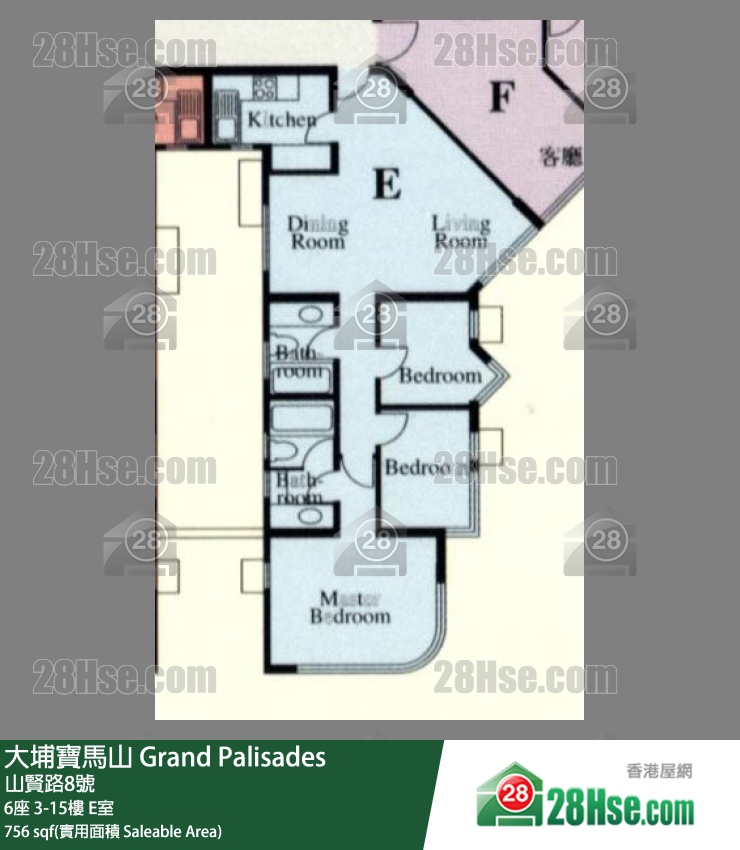 大埔寶馬山 6座8樓 E室 平面圖