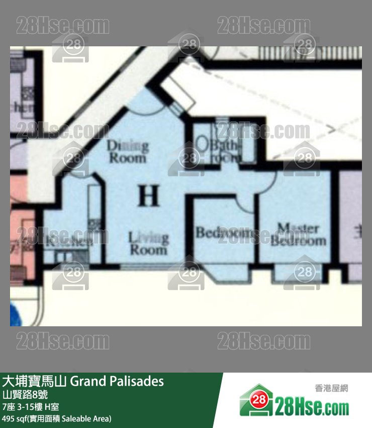 大埔寶馬山 7座 5樓 H室 平面圖