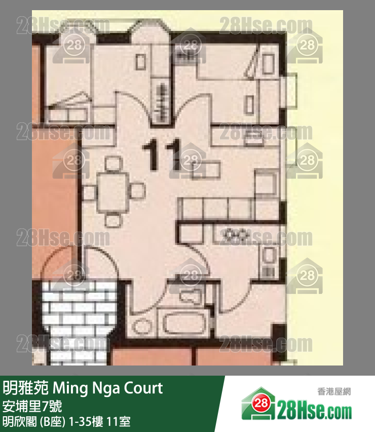 明雅苑 明欣閣 (B座)7樓 11室 平面圖