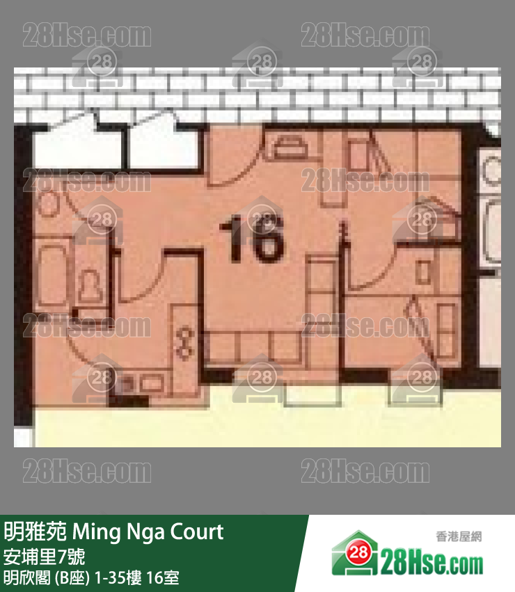 明雅苑 明欣閣 (B座)4樓 16室 平面圖