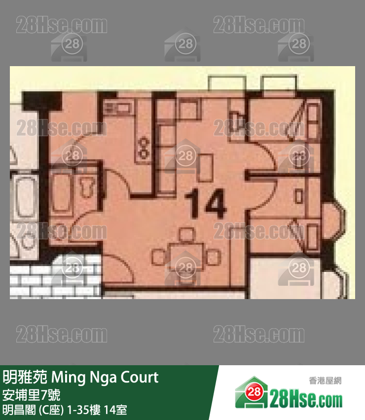 明雅苑 明昌閣 (C座)6樓 14室 平面圖