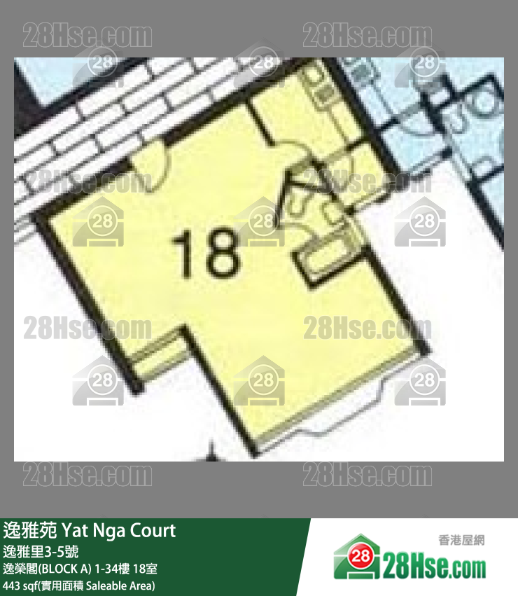 逸雅苑 逸榮閣(BLOCK A)21樓 18室 平面圖