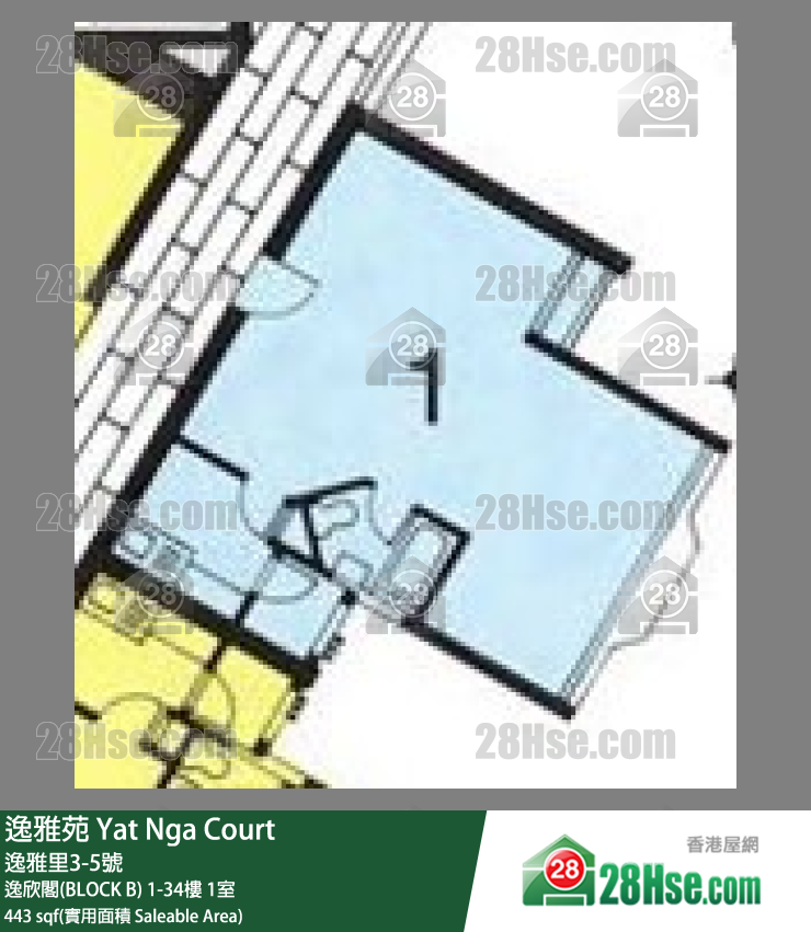 逸雅苑 逸欣閣(BLOCK B)12樓 1室 平面圖
