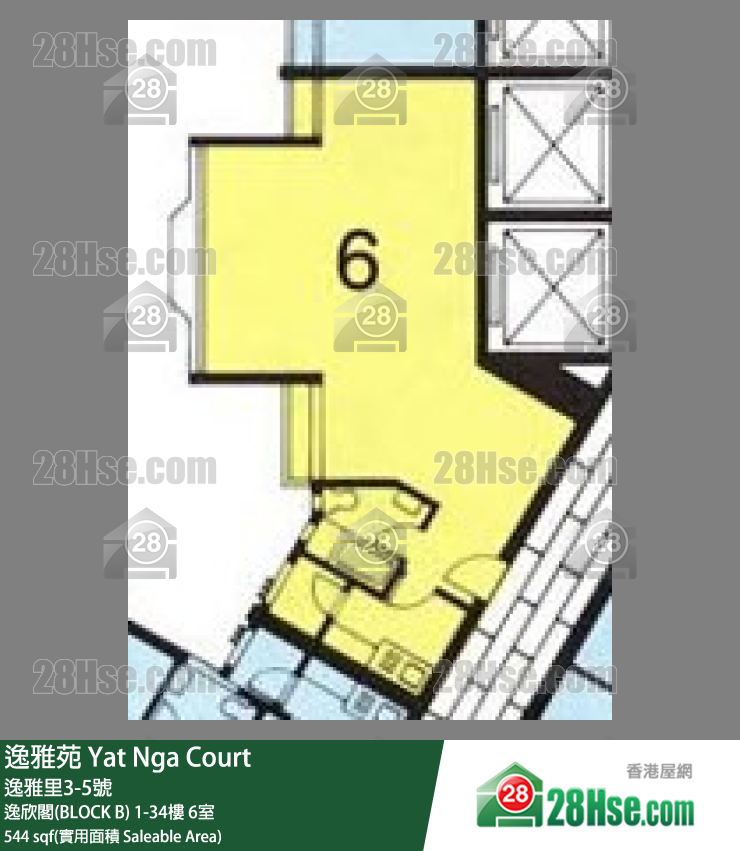 逸雅苑 逸欣閣(BLOCK B) 14樓 6室 平面圖
