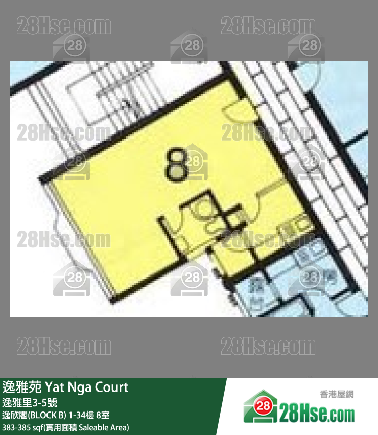 逸雅苑 逸欣閣(BLOCK B)31樓 8室 平面圖