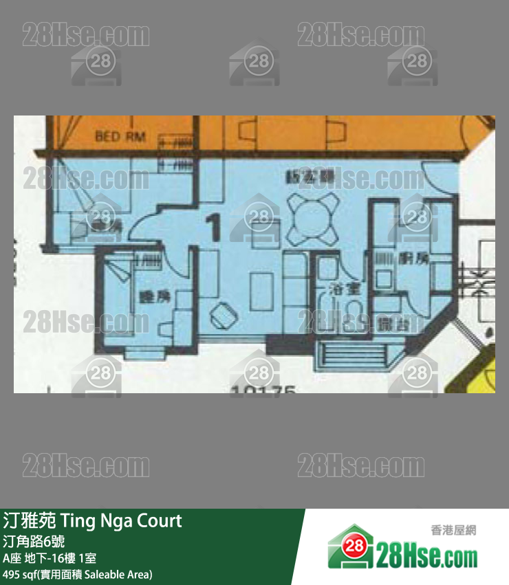 汀雅苑 A座6樓 1室 平面圖