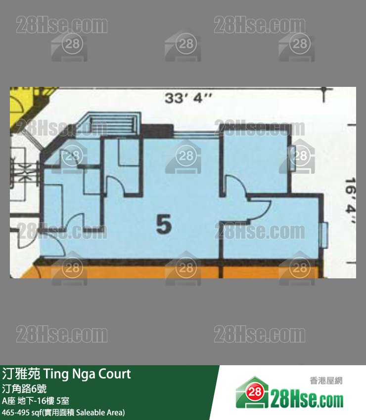 汀雅苑 A座5樓 5室 平面圖