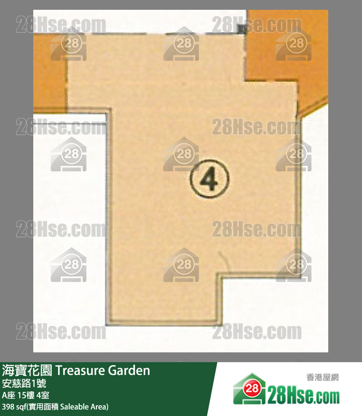 海寶花園 A座15樓 4室 平面圖