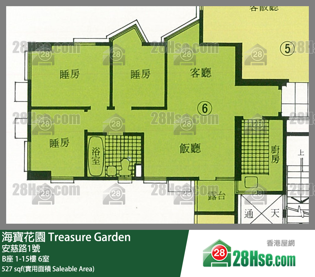 海寶花園 B座10樓 6室 平面圖