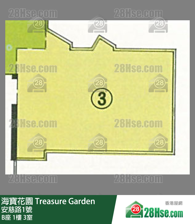 海寶花園 B座1樓 3室 平面圖