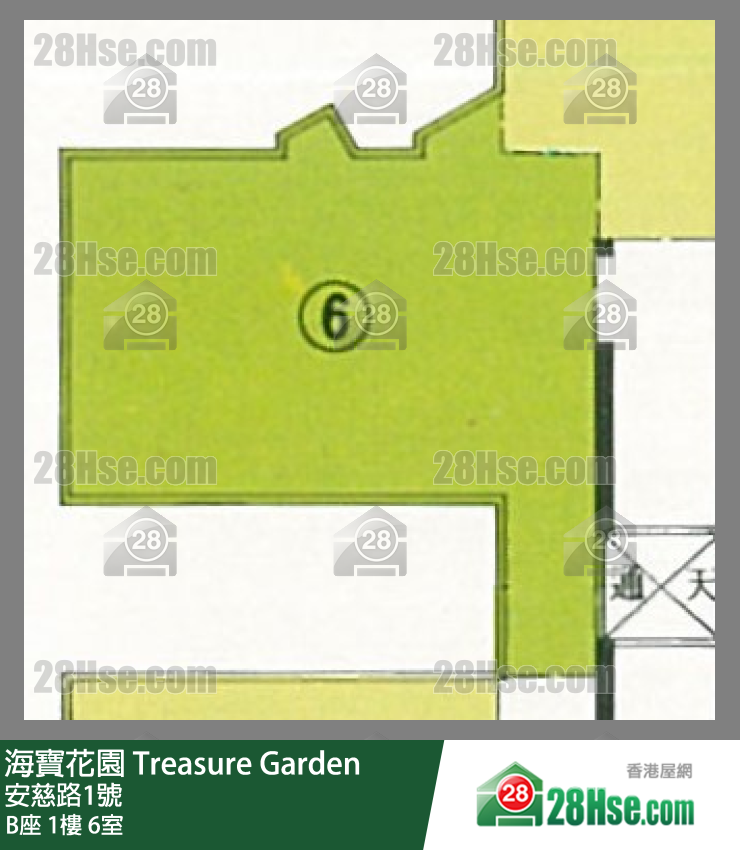 海寶花園 B座1樓 6室 平面圖