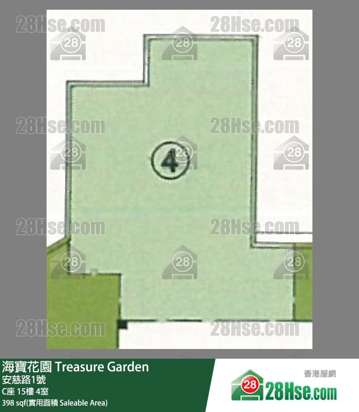 海寶花園 C座15樓 4室 平面圖