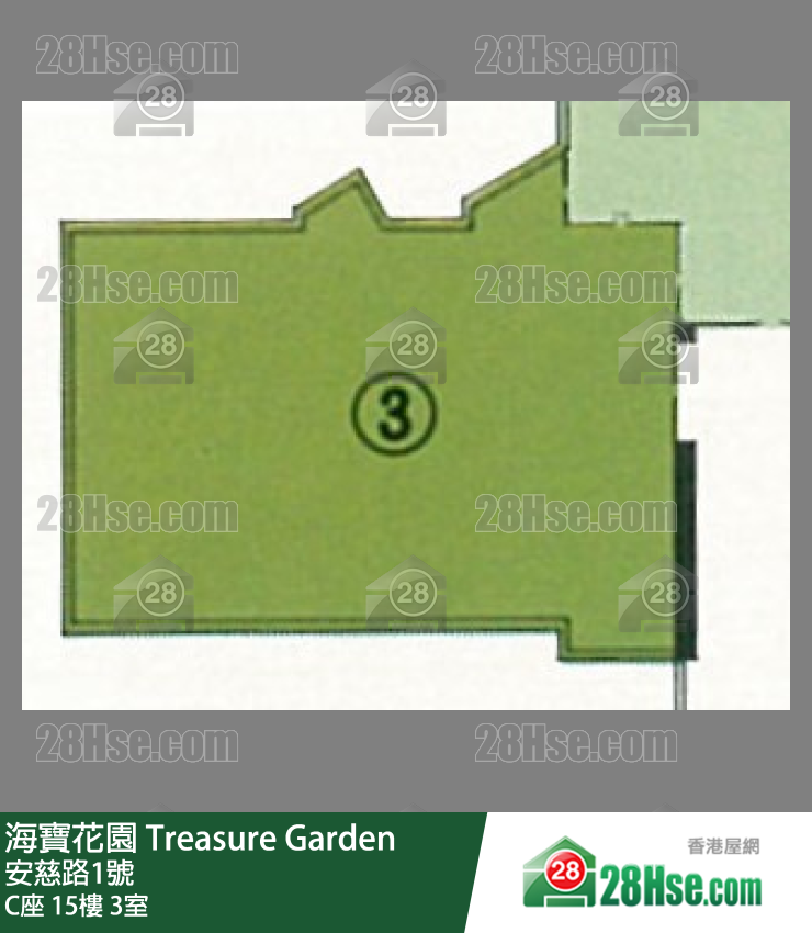 海寶花園 C座15樓 3室 平面圖