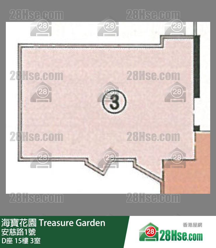 海寶花園 D座15樓 3室 平面圖