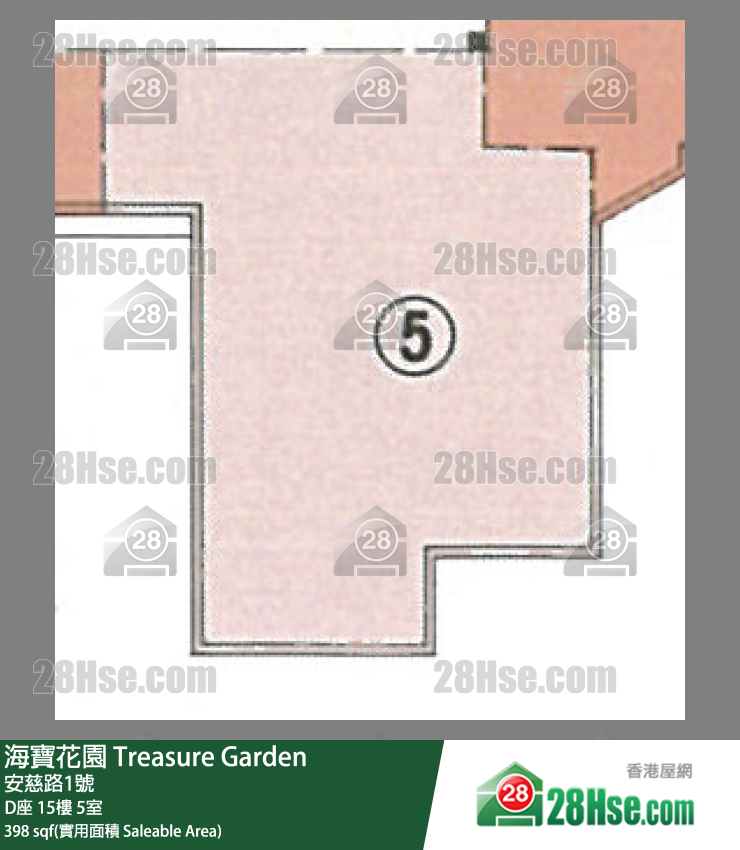 海寶花園 D座15樓 5室 平面圖