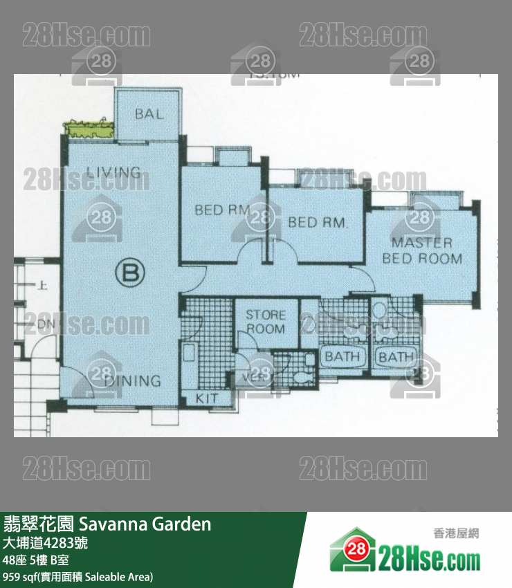 翡翠花園 屋苑大廈 48座 5樓 B室 平面圖