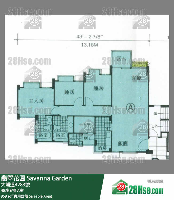 翡翠花園 屋苑大廈 48座 6樓 A室 平面圖