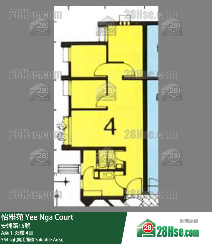 怡雅苑 A座33樓 4室 平面圖