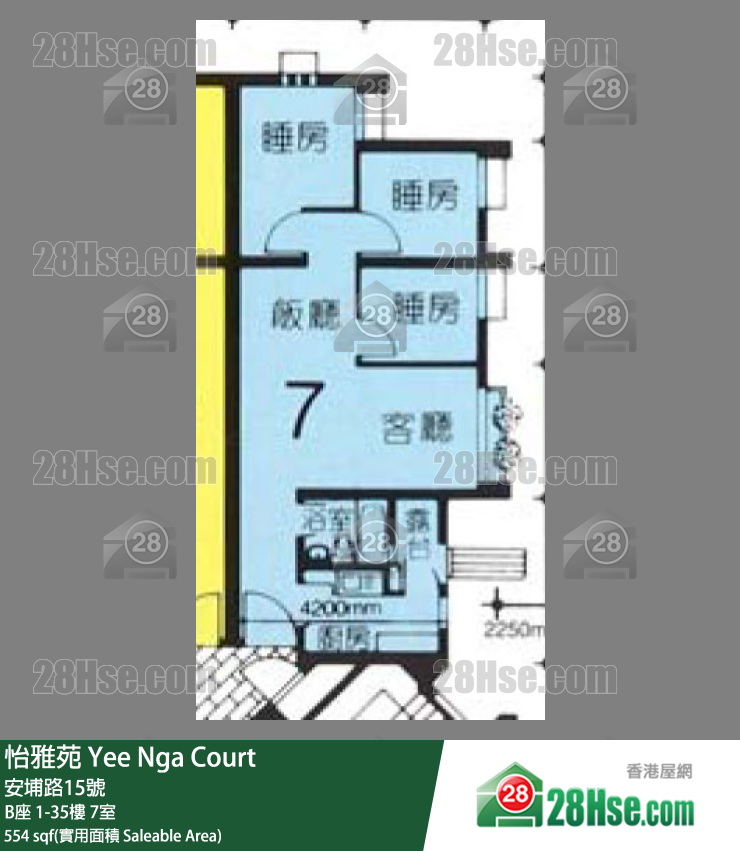 怡雅苑 B座 34楼 7室 平面图