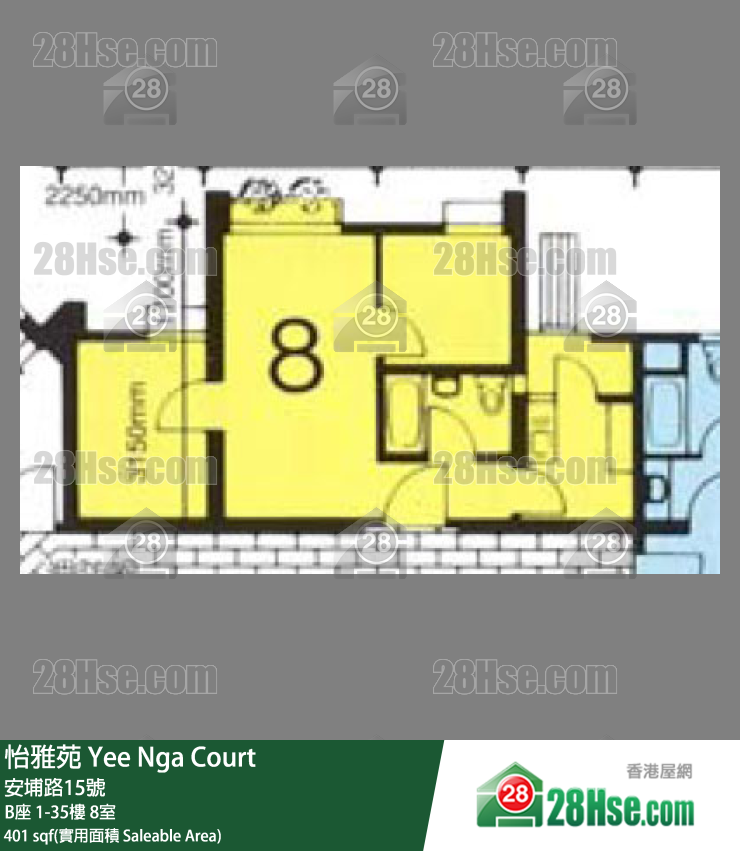 怡雅苑 B座4樓 8室 平面圖