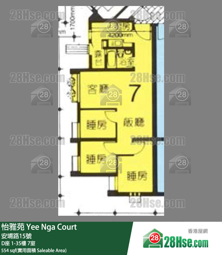 怡雅苑 D座 19樓 7室 平面圖