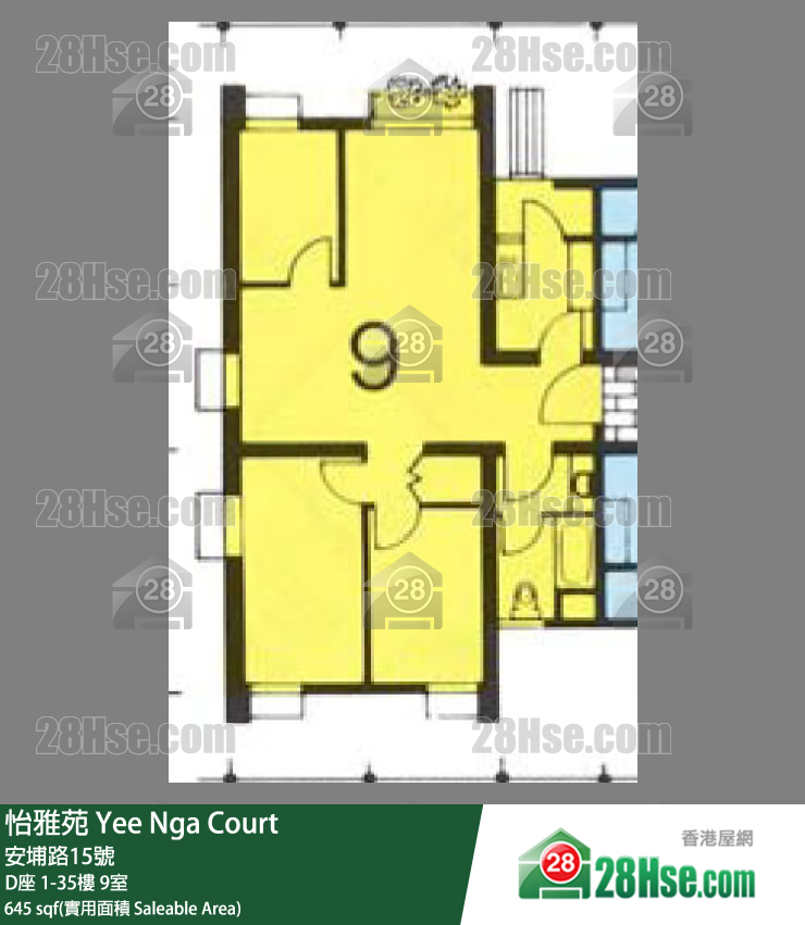怡雅苑 D座10樓 9室 平面圖
