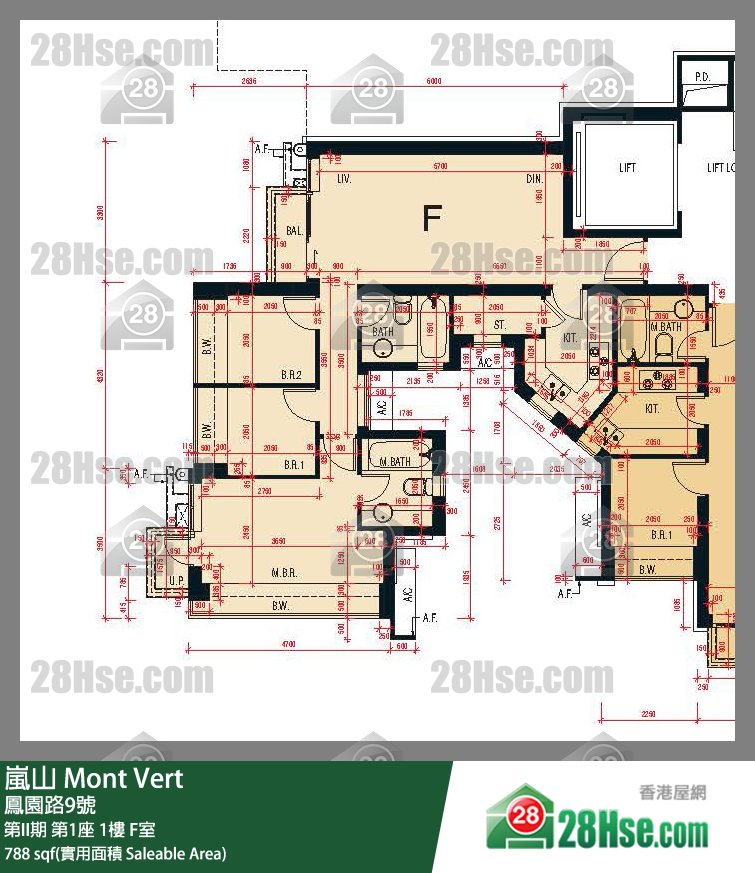 嵐山(第1期) 第II期第1座1樓 F室 平面圖