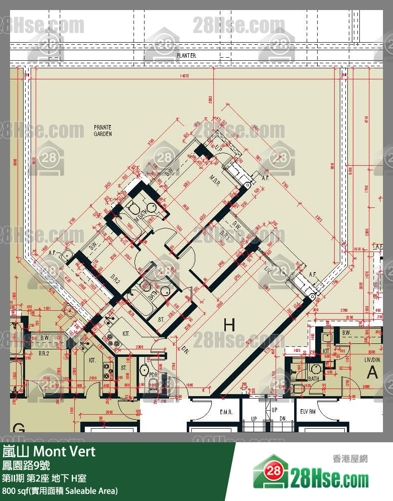 嵐山(第1期) 第II期第2座地下 H室 平面圖
