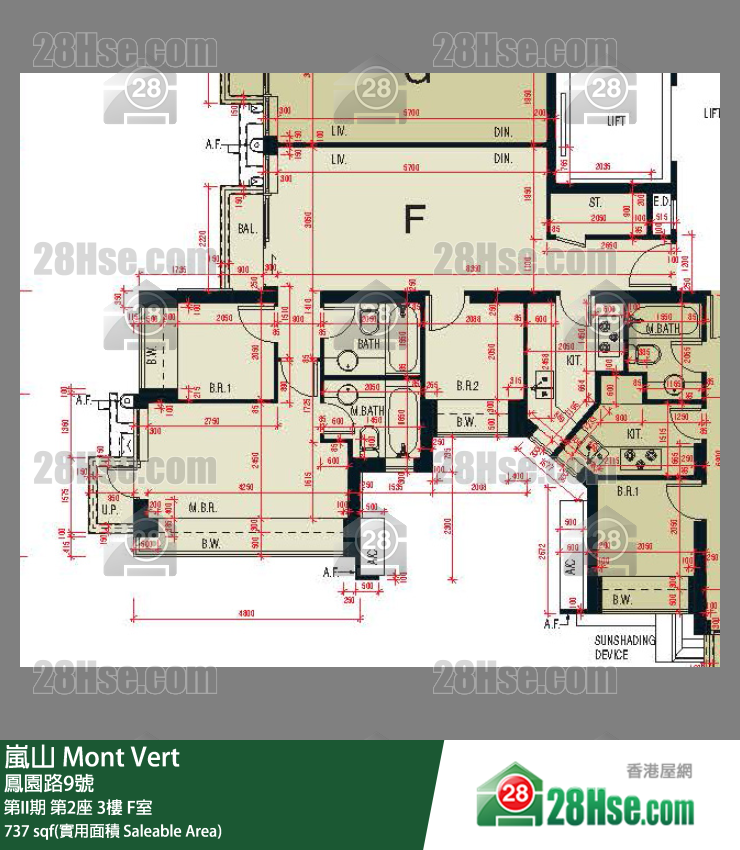 嵐山(第1期) 第II期第2座3樓 F室 平面圖