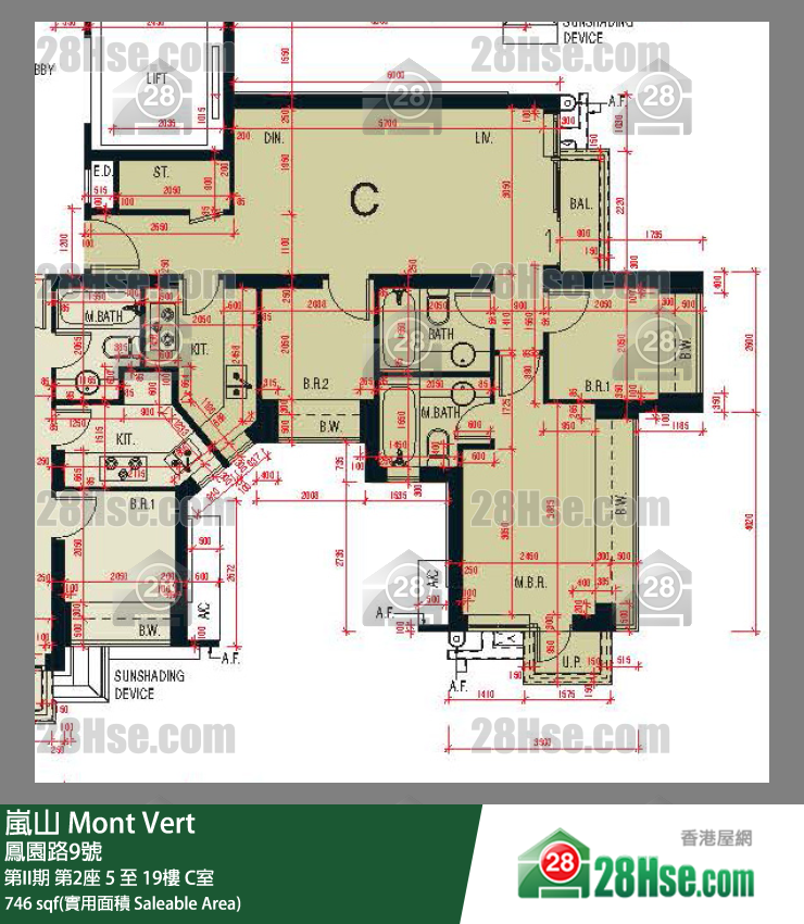 嵐山(第1期) 第II期第2座19樓 C室 平面圖