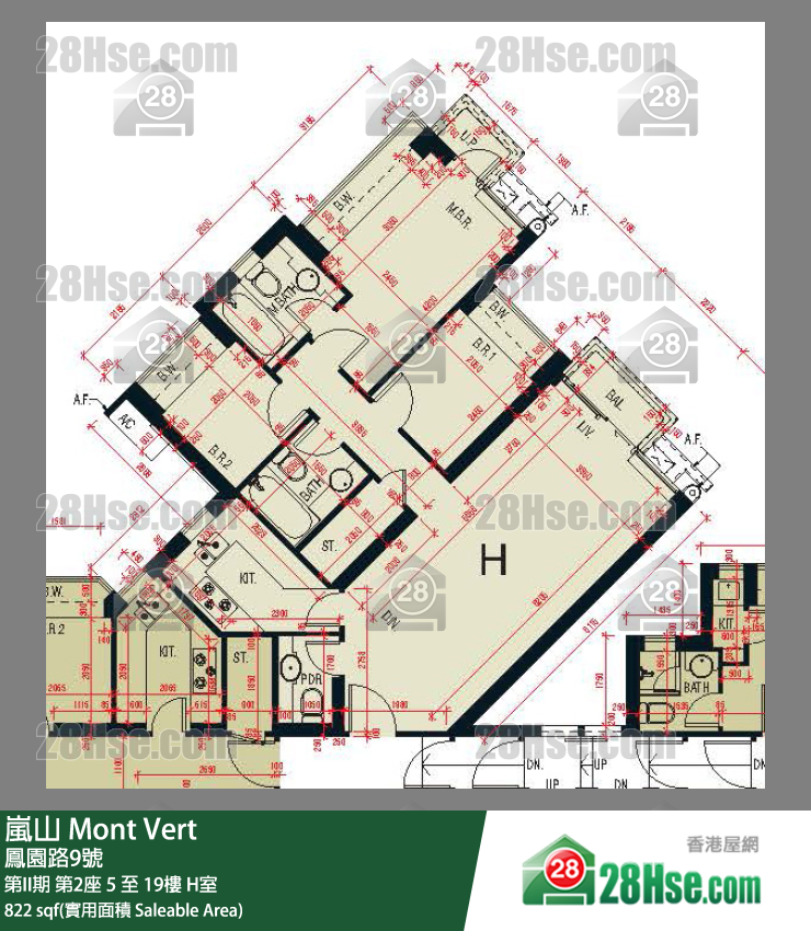 嵐山(第1期) 第II期 第2座 5樓 H室 平面圖