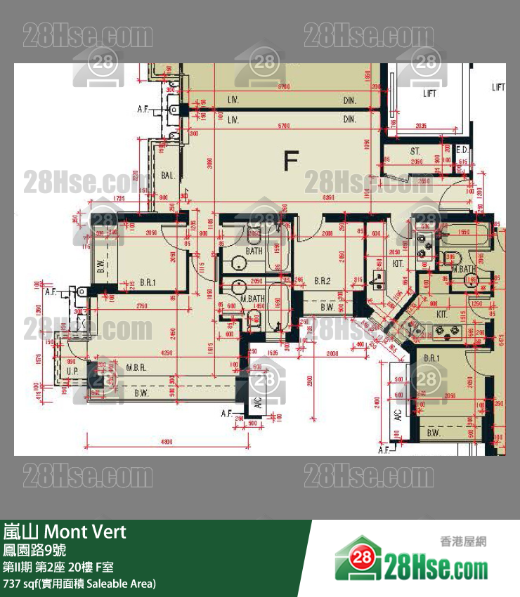 嵐山(第1期) 第II期第2座20樓 F室 平面圖