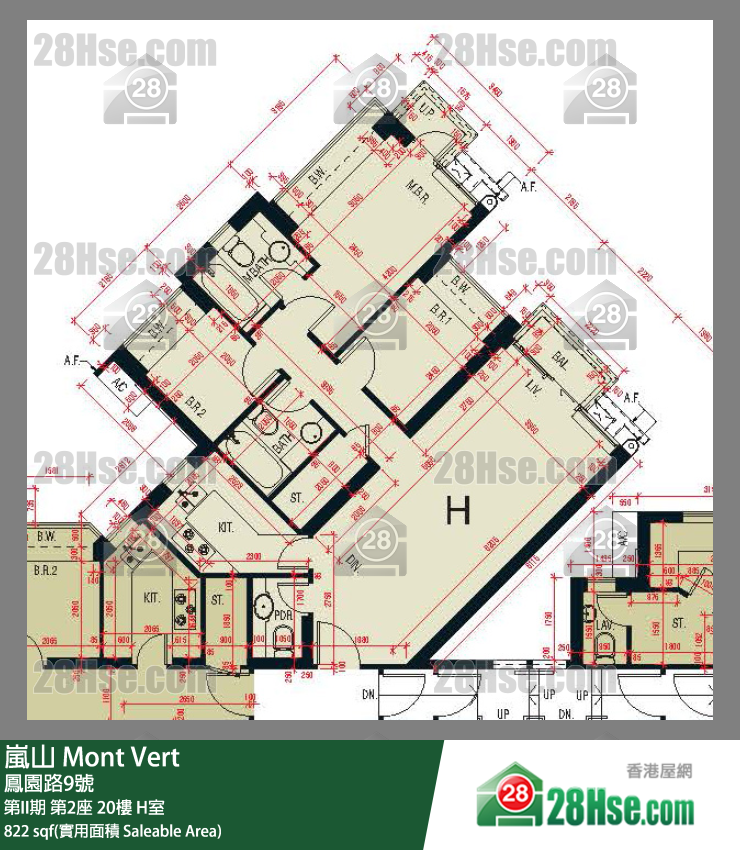 嵐山(第1期) 第II期第2座20樓 H室 平面圖