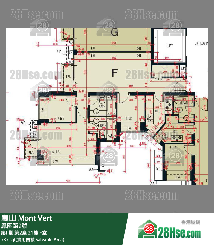 嵐山(第1期) 第II期第2座21樓 F室 平面圖