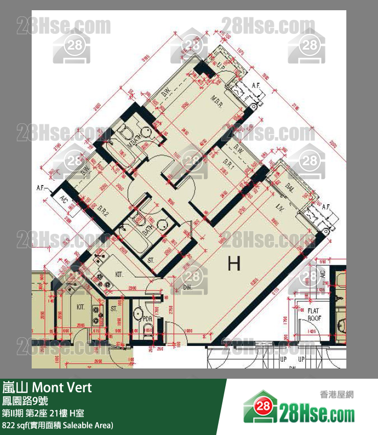 岚山(第1期) 第II期 第2座 21楼 H室 平面图