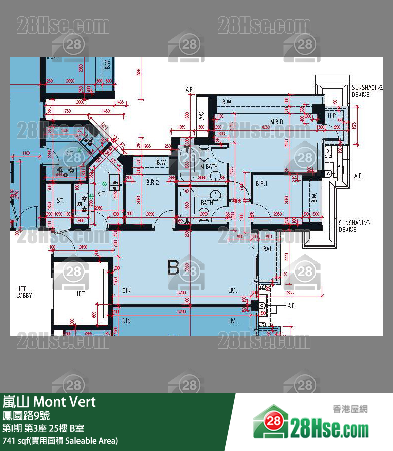 嵐山(第1期) 第I期第3座25樓 B室 平面圖