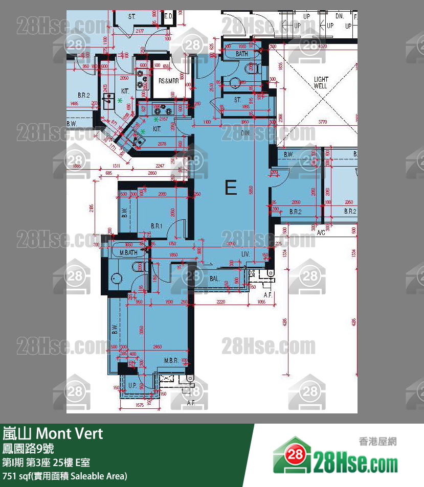 嵐山(第1期) 第I期 第3座 25樓 E室 平面圖