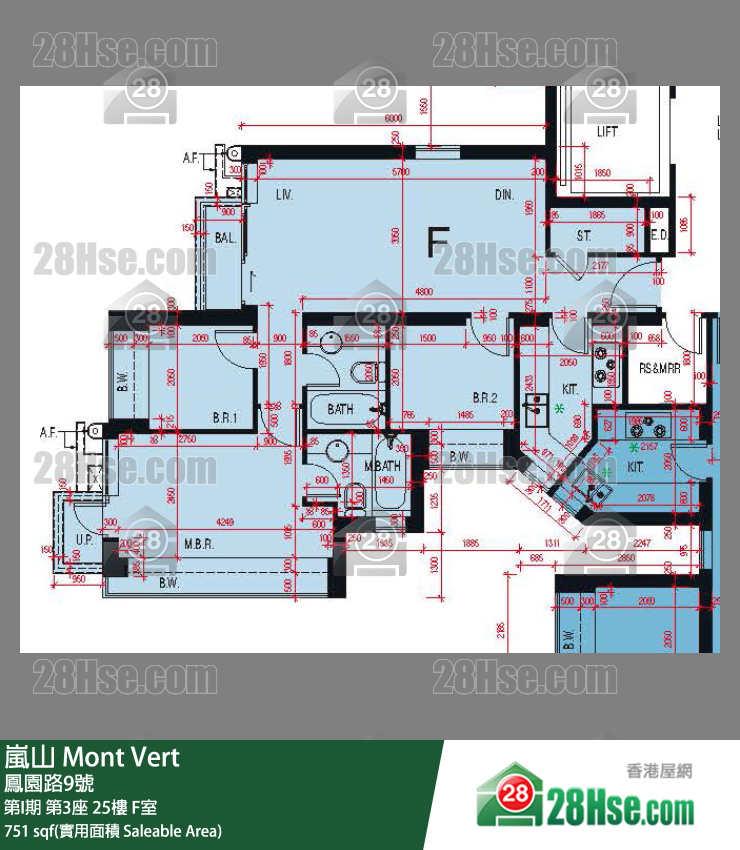 嵐山(第1期) 第I期第3座25樓 F室 平面圖