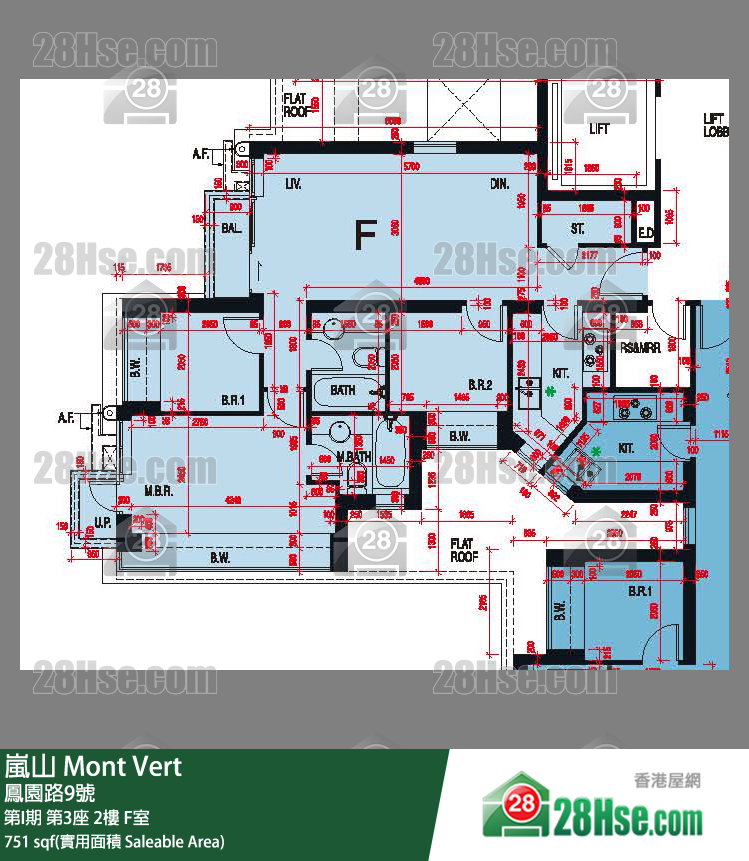 嵐山(第1期) 第I期第3座2樓 F室 平面圖