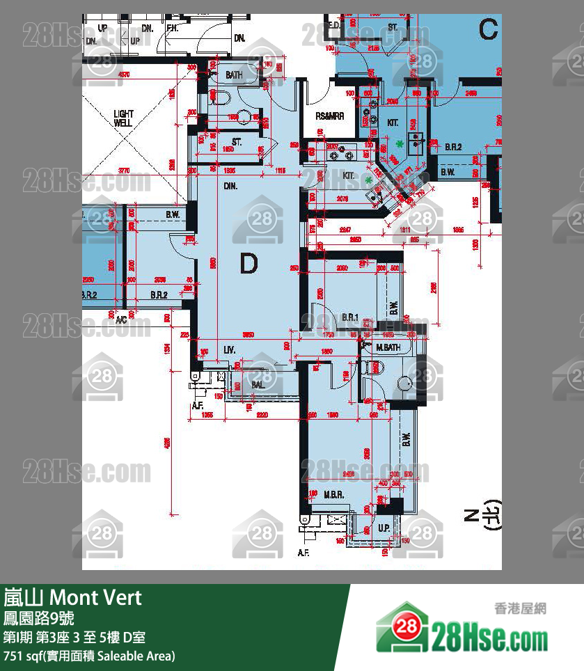 嵐山(第1期) 第I期第3座3樓 D室 平面圖