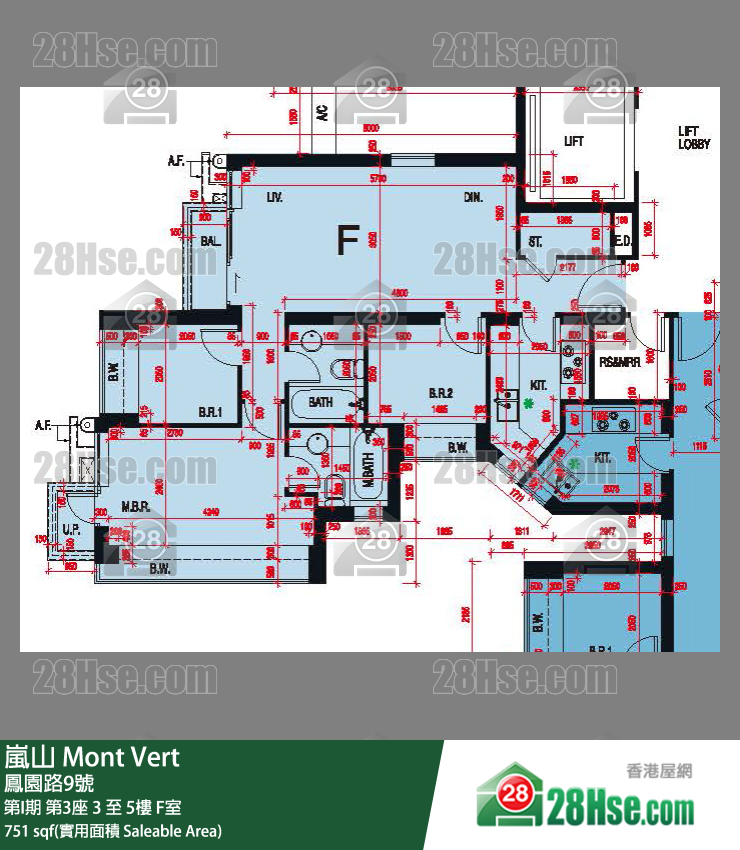 嵐山(第1期) 第I期第3座3樓 F室 平面圖
