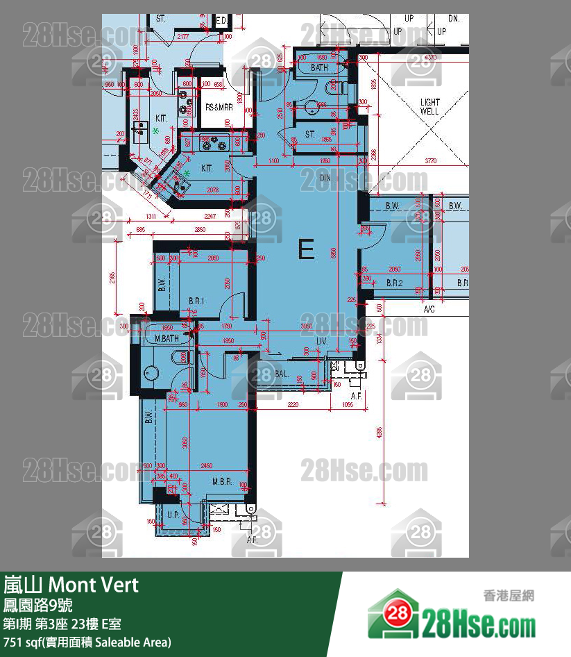 嵐山(第1期) 第I期第3座23樓 E室 平面圖