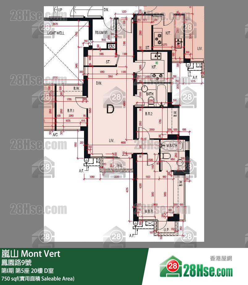 岚山(第1期) 第I期 第5座 20楼 D室 平面图