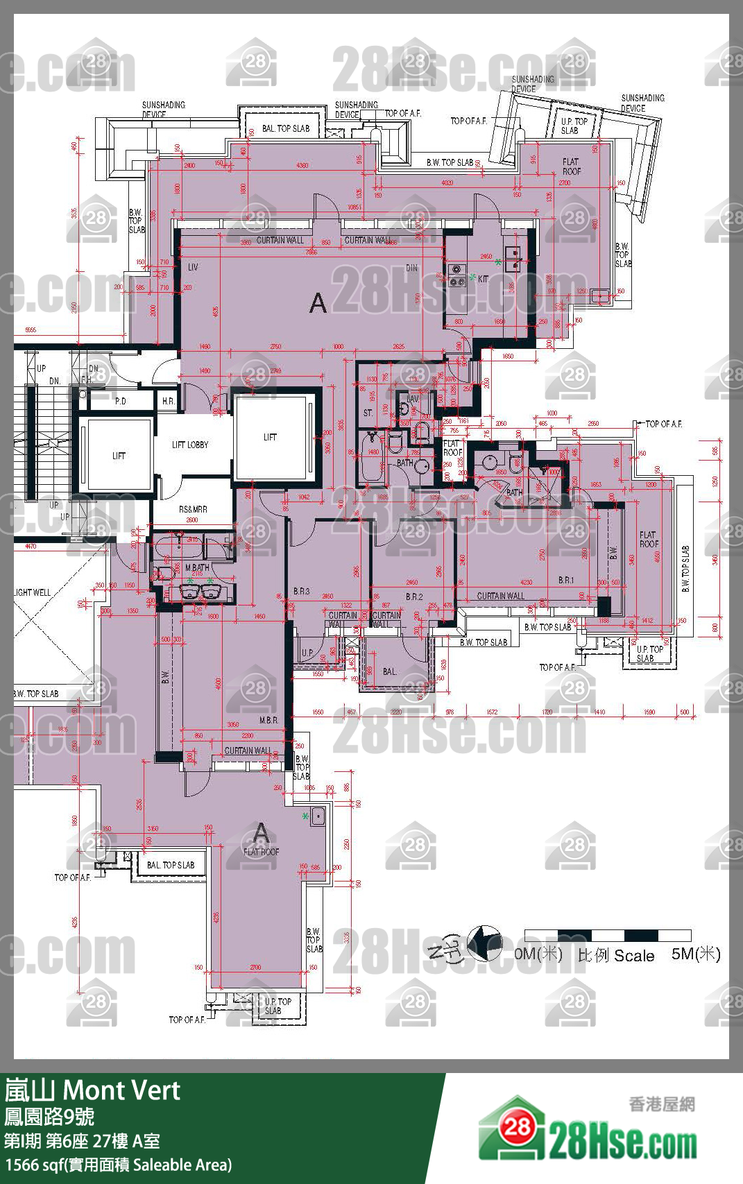 岚山(第1期) 第I期第6座27楼 A室 平面图